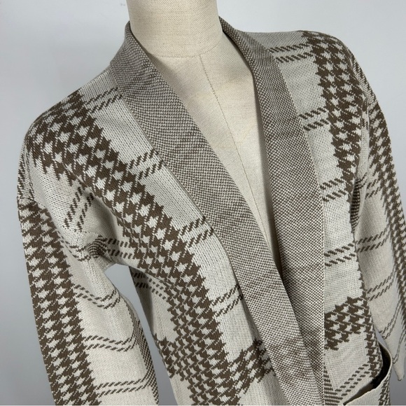 💕 Guilty Plaid Open Front Long Cardigan Sweater S - Picture 4 of 15